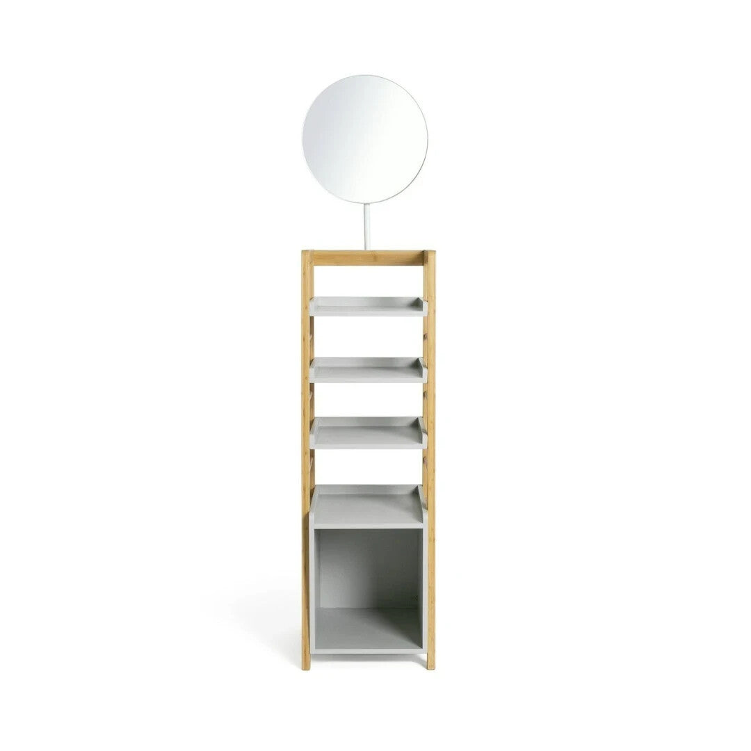 Habitat Bamboo Mirrored Tallboy - Grey
