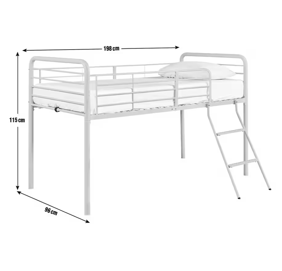 Jo Mid Sleeper Metal Bed Frame - Silver