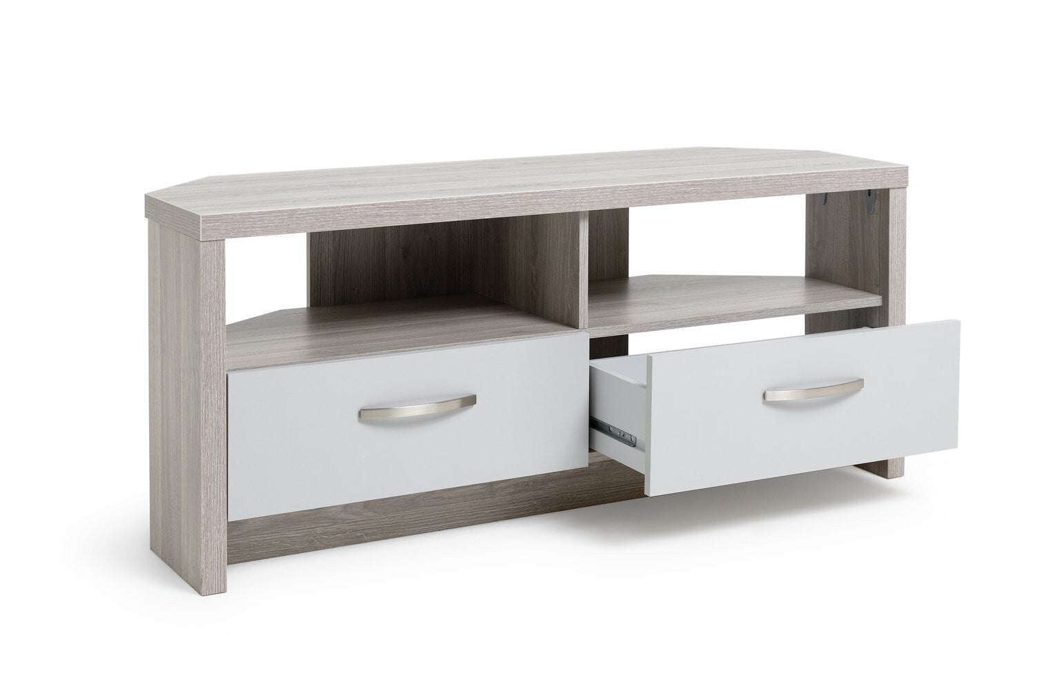 Home Venice 2 Drawer Large Corner TV Unit Grey | Modern Entertainment Furniture