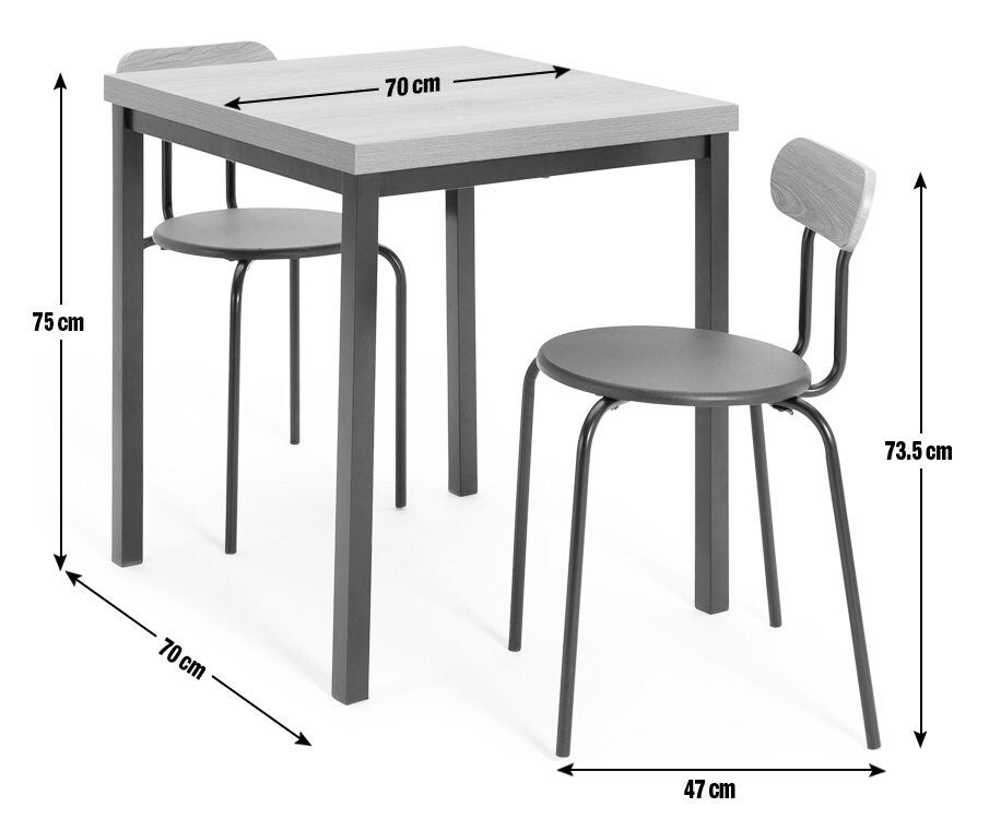 Zayn Wood Effect Dining Table & 2 Black Chairs