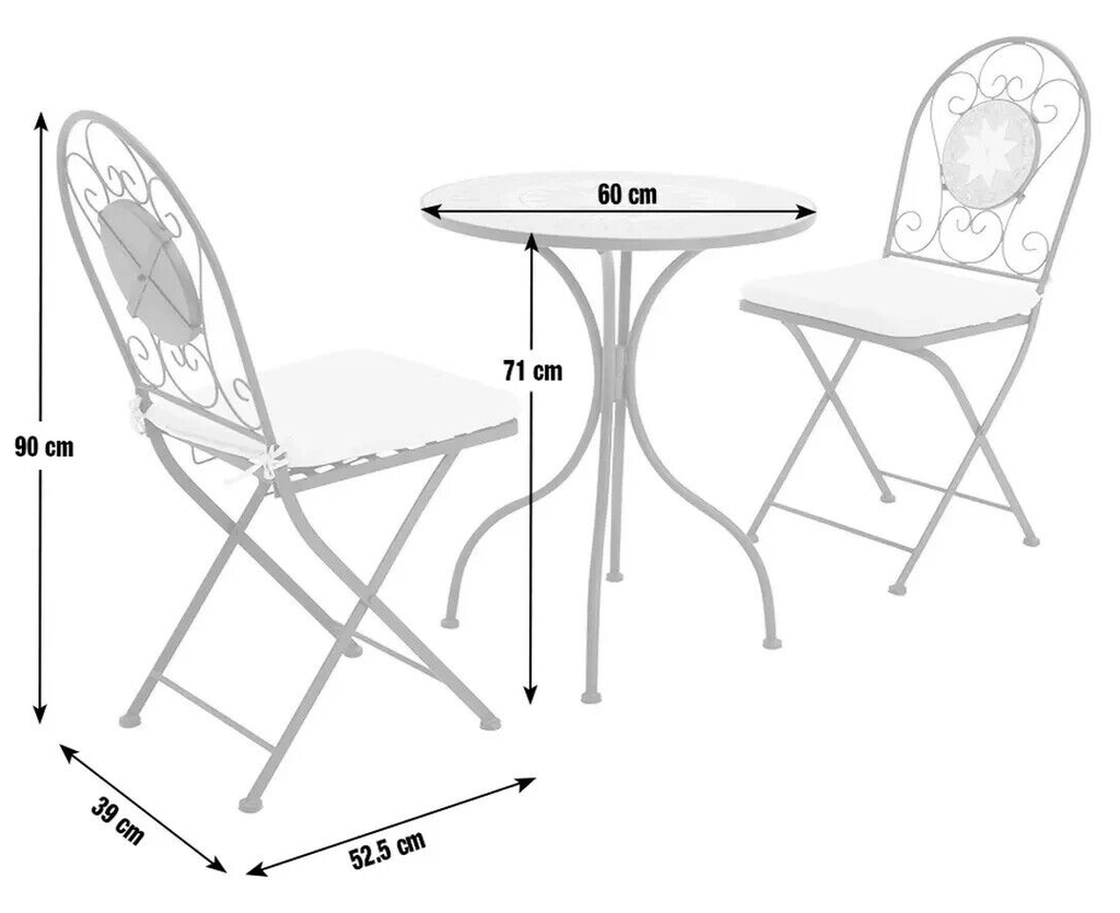 Genoa 2 Seater Metal Garden Bistro set - Black