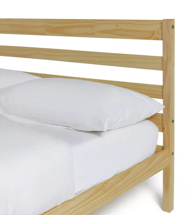 Home Kaycie Double Wooden Bed Frame - Pine | Sturdy Solid Wood Bed for Bedroom