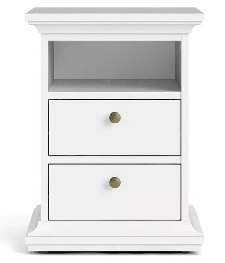 Tvilum Paris 2 Drawer Bedside Table - White ( B grade 33235 )