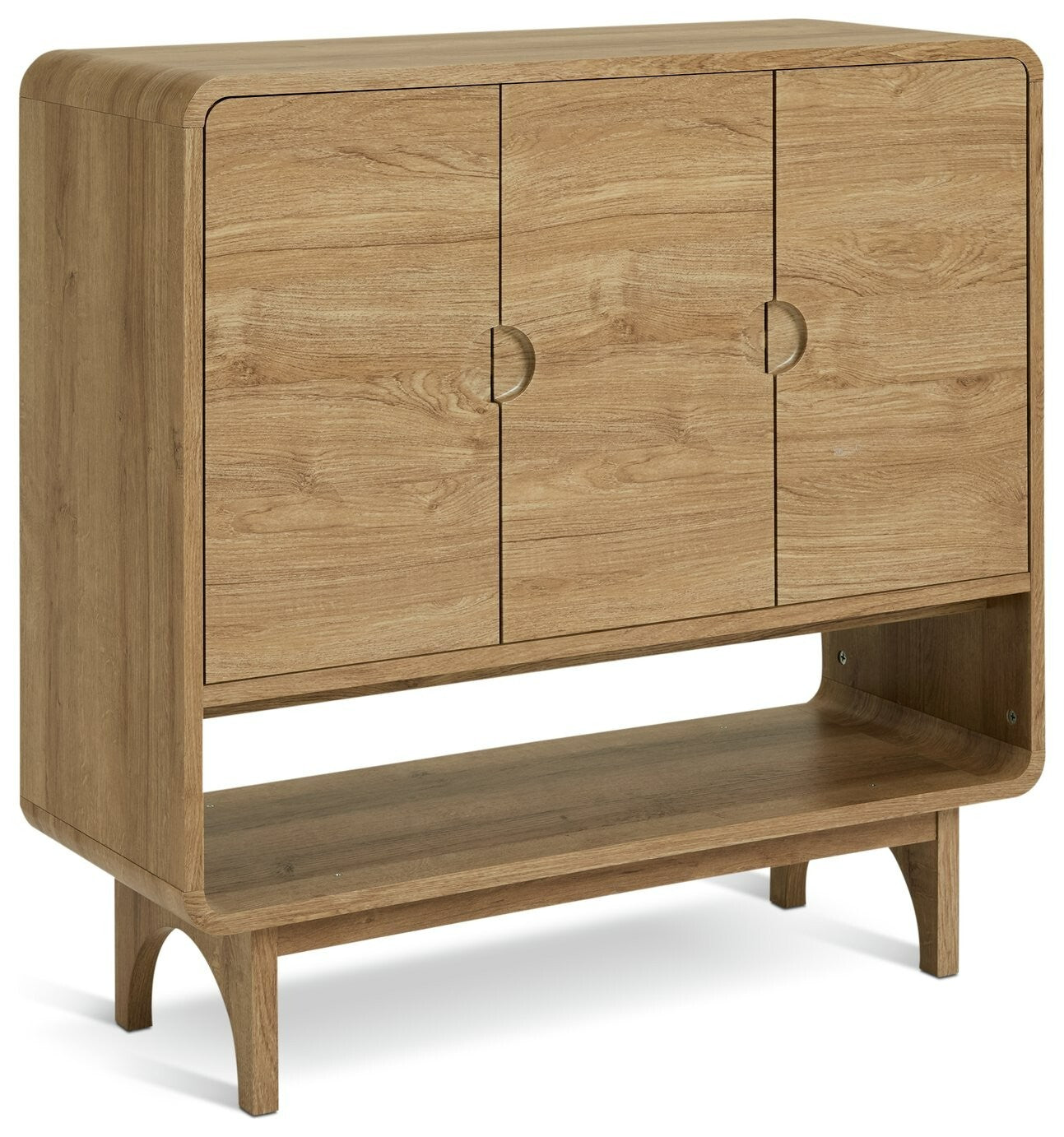 Habitat Nantes 3 Door Shoe Storage Cabinet - Oak | Oak Shoe Cupboard Hallway
