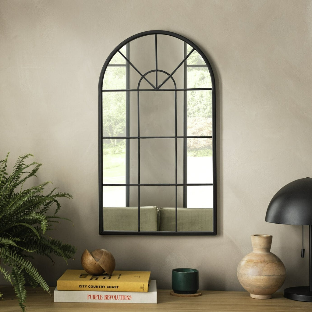Habitat Arch Window Mirror - Black - 70x40cm