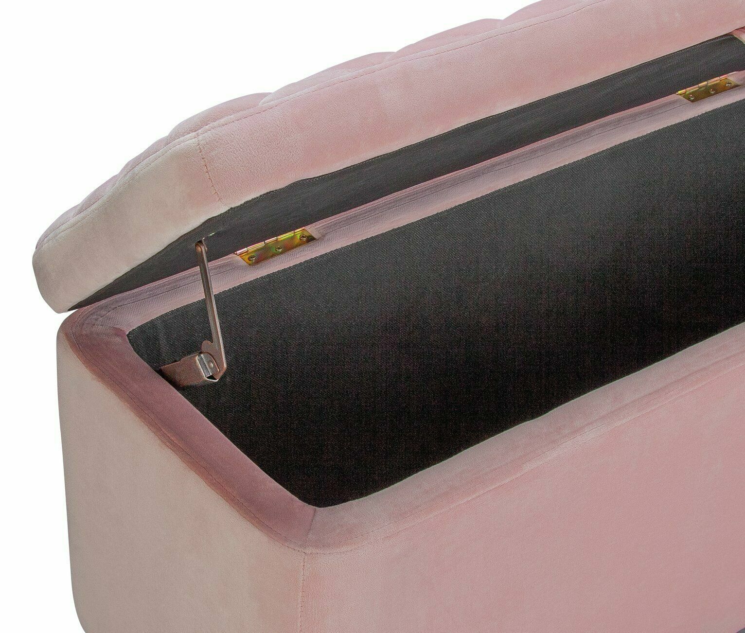 Mila Large Velvet Ottoman - Blush Pink | Storage Bench Footstool for Living Room