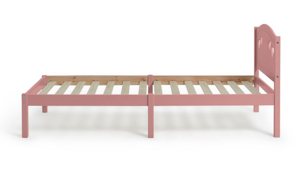 Mia Single Bed Frame - Pink With Memory Foam Mattress
