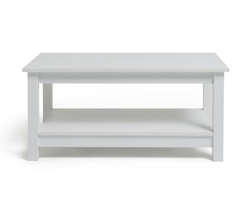 Home Malibu Coffee Table - White | Rectangular Living Room Table Storage Shelf