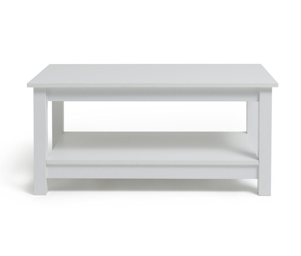 Home Malibu Coffee Table - White | Rectangular Living Room Table Storage Shelf