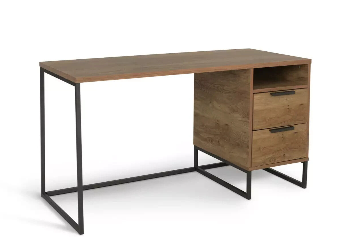Habitat Nomad 2 Drawer Desk - Oak Effect | Home Office Desk with Storage Drawers