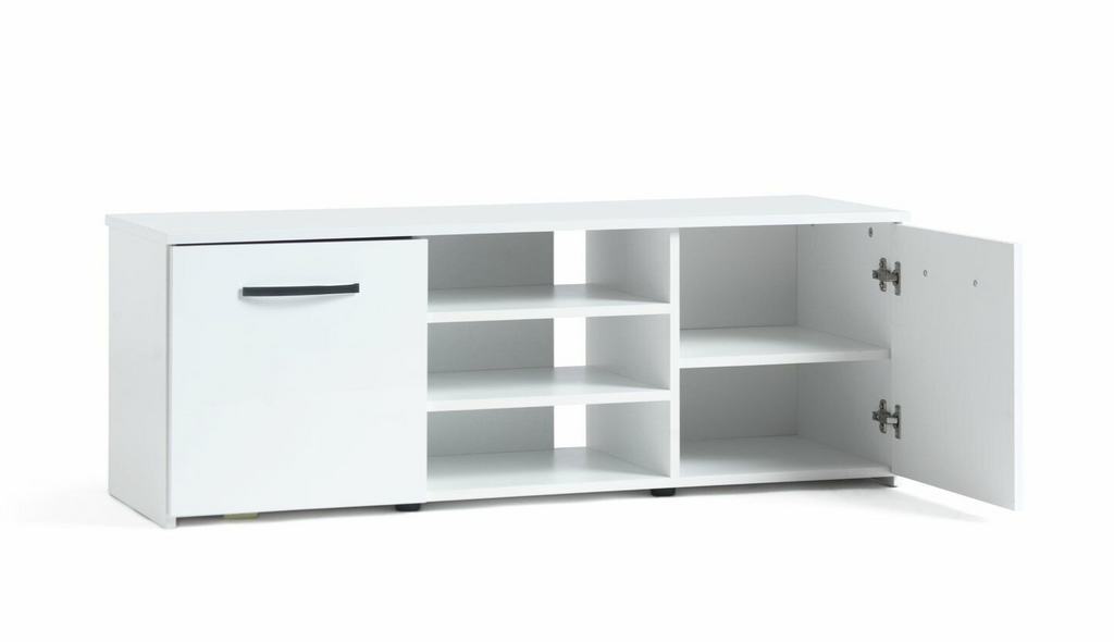 Hayward 2 Door Small TV Unit White Gloss | Modern TV Stand Storage Cabinet