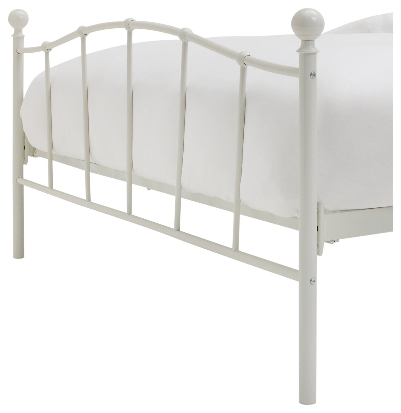 Home Fleur Kingsize Metal Bed Frame - White | Sturdy Durable Mattress Support