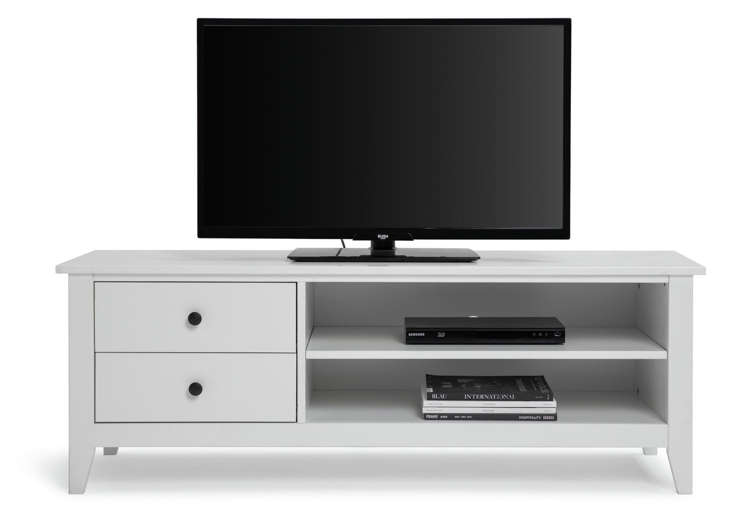 Habitat Minato 2 Drawer TV Unit White | Modern Shaker Style Media Stand Storage