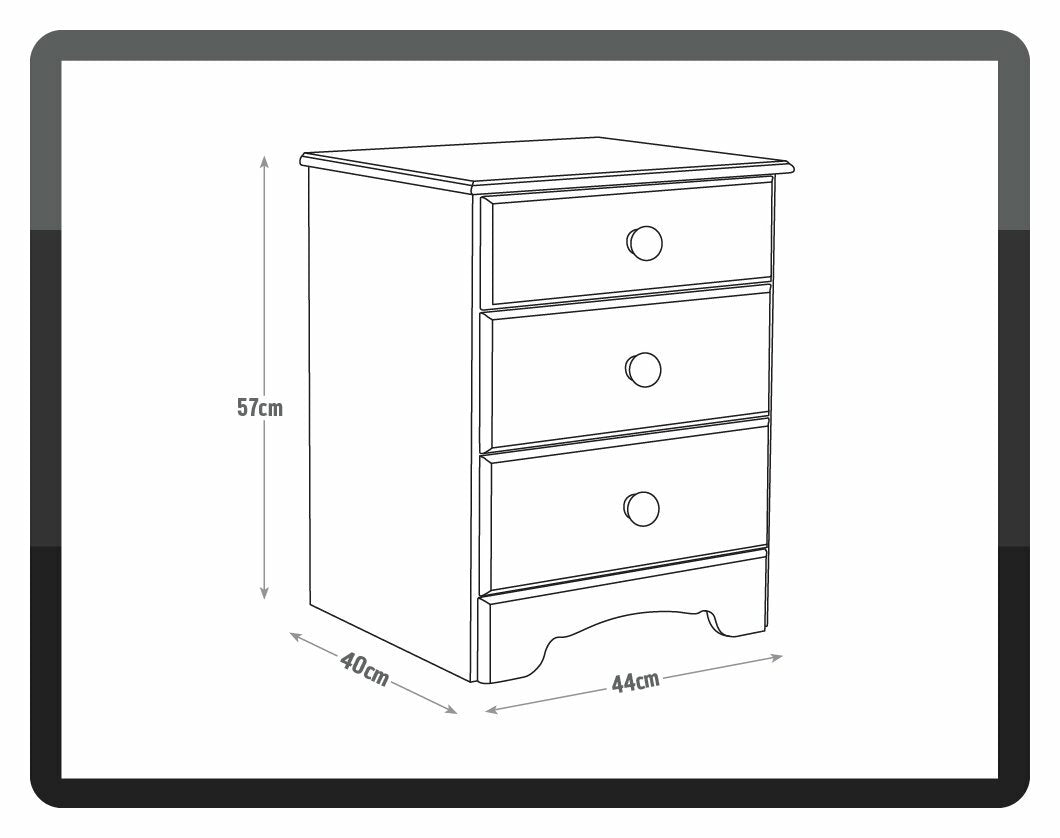 Nordic 3 Drawer Bedside Cabinet - Pine