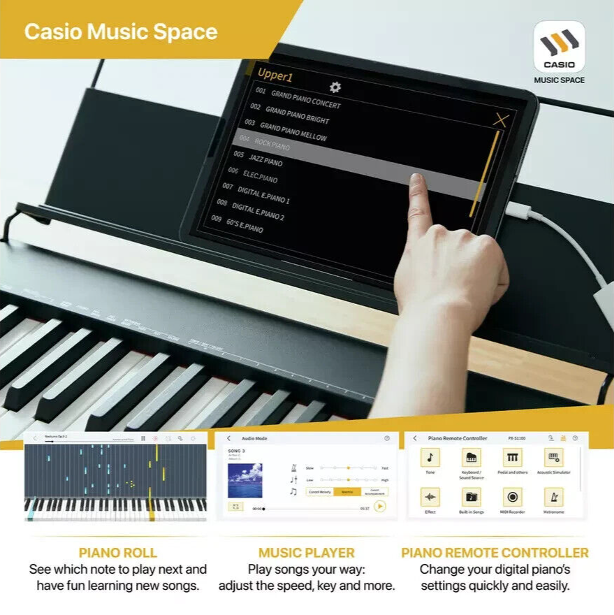 Casio CDP-S110BKST Digital Piano with Stand | 88 Key Compact Keyboard Black