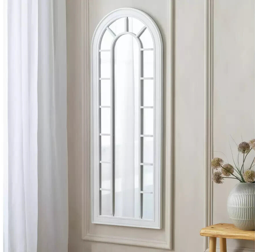 Arch Window Mirror - White - 122x46cm