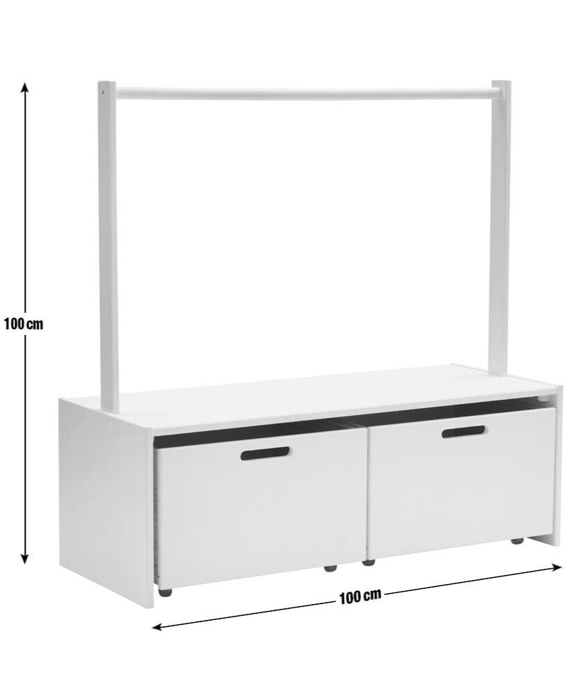 Habitat Rico Rail with Storage Unit White | Kids Clothes Rail Storage Drawers
