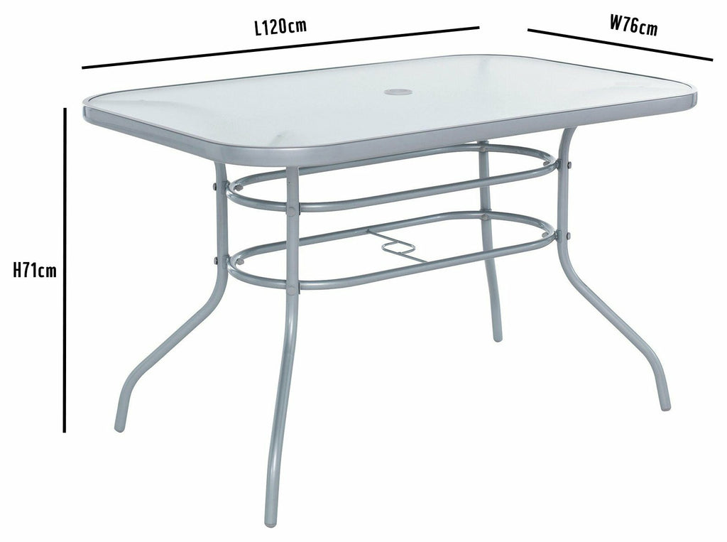 Home Pacific 6 Seater Folding Metal Patio Set - Black | Furniture With Parasol