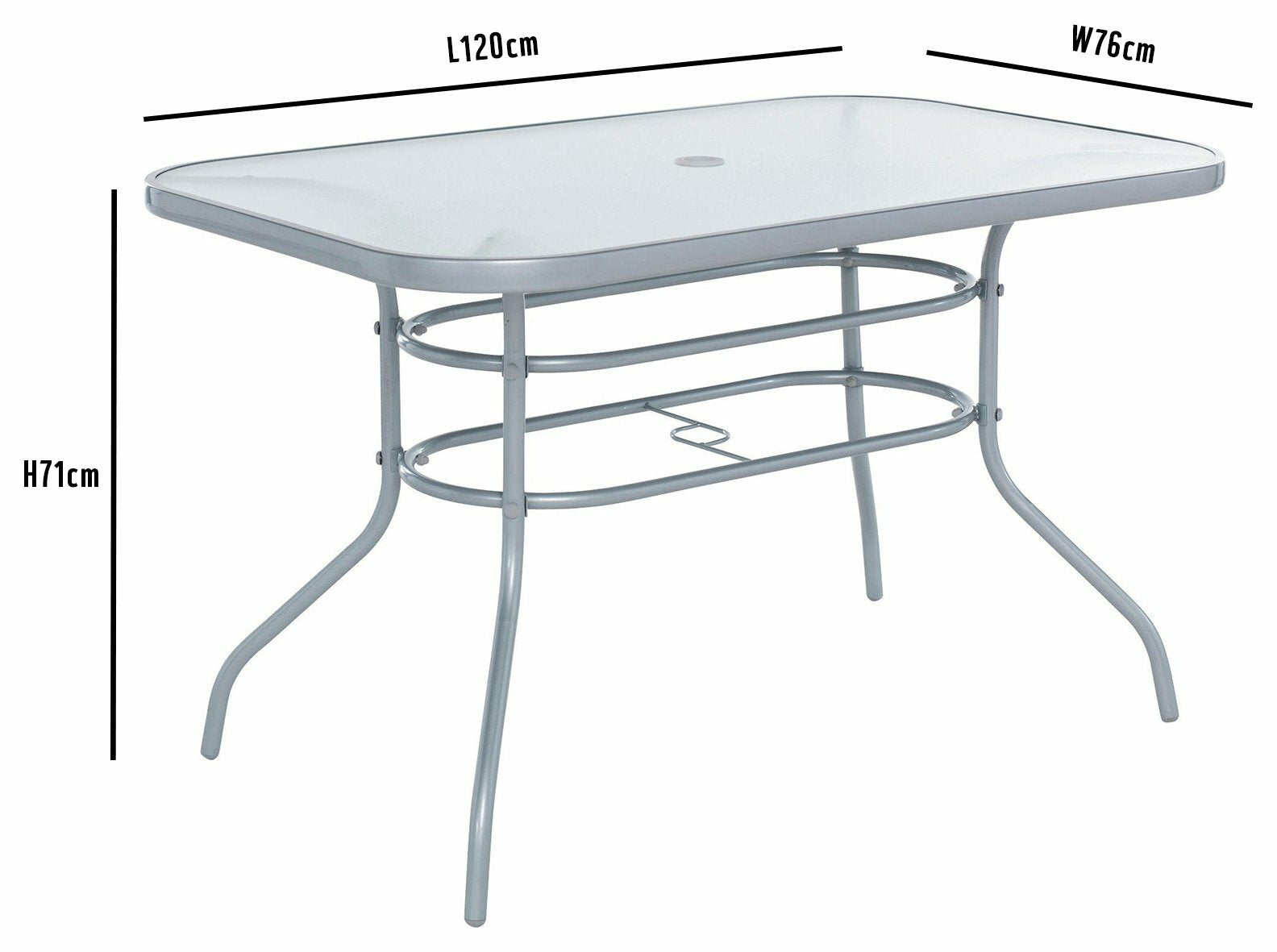 Home Pacific 6 Seater Folding Metal Patio Set - Black | Furniture With Parasol