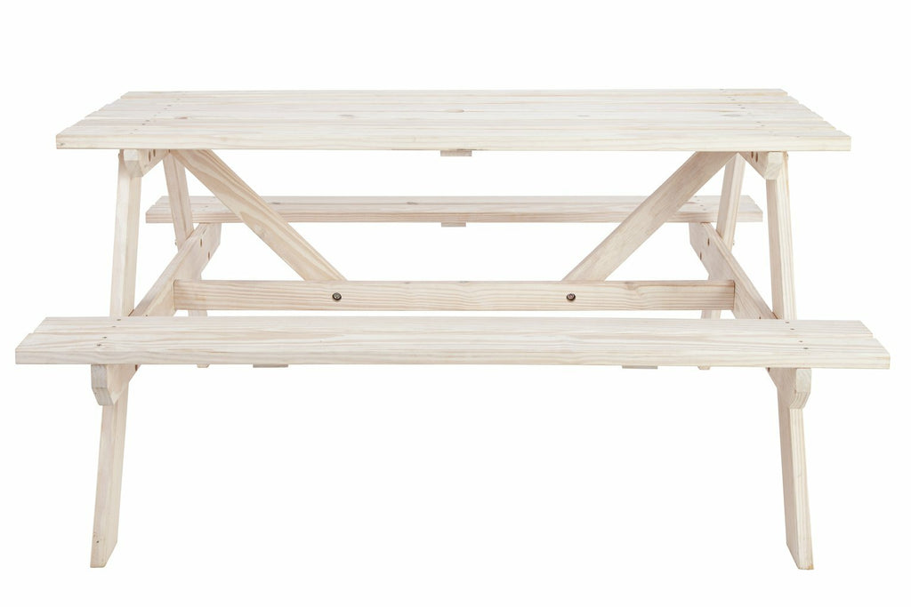 Home Wooden 4 Seater Picnic Table - White | Outdoor Patio Furniture for Backyard