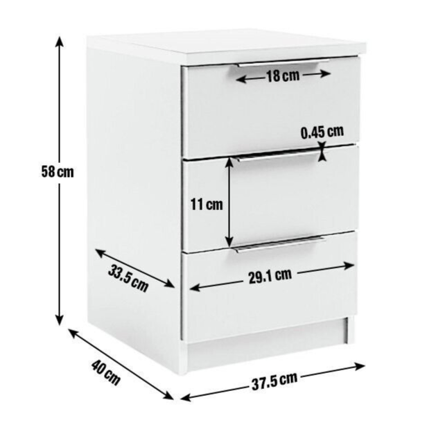 Hallingford 3 Drawer Bedside Table - Anthracite