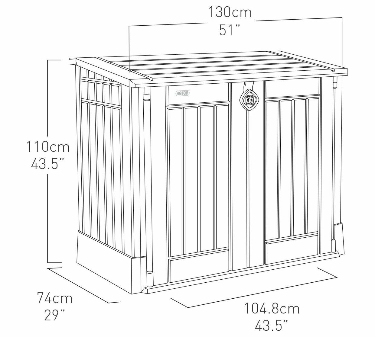 Keter Store It Out Midi 880L Garden Storage Box - Brown | Outdoor Tool Storage