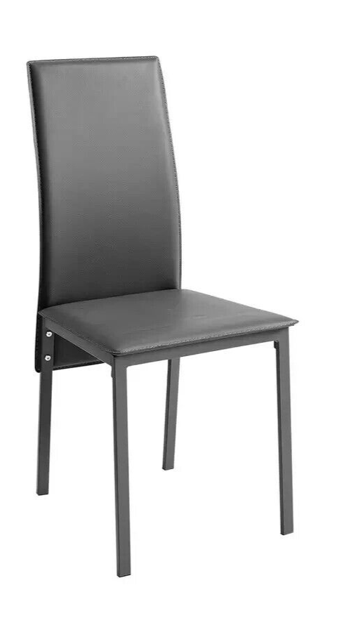 Home Lido Glass Dining Table & 4 Grey Chairs | Modern Kitchen Furniture
