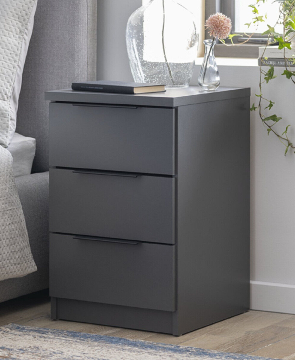 Hallingford 3 Drawer Bedside Table - Anthracite