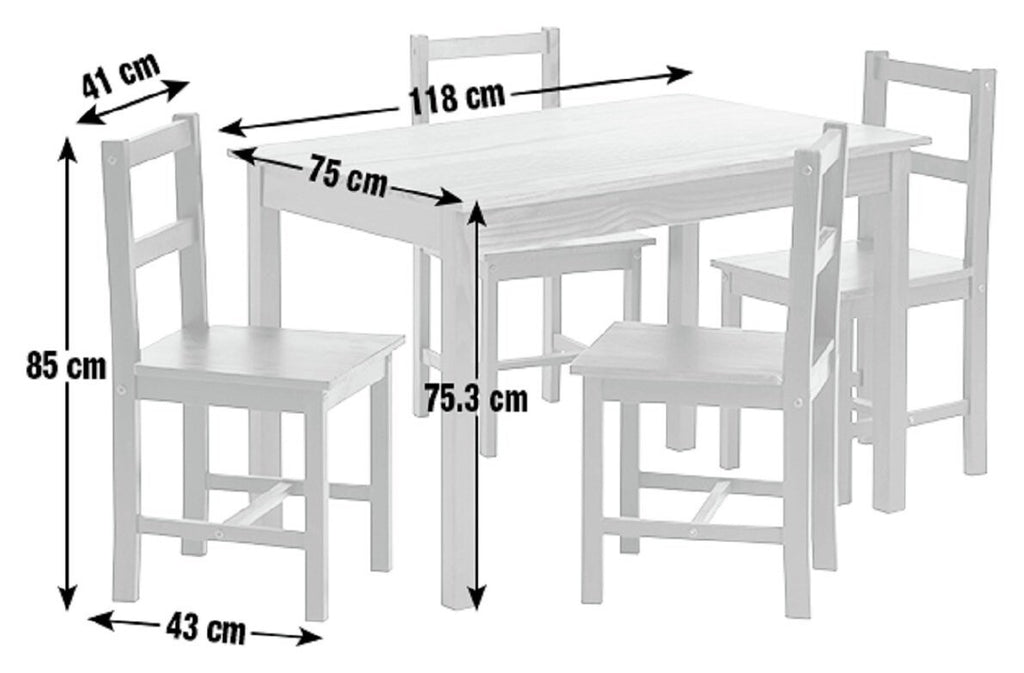 Habitat Home Raye Solid Wood Dining Table & 4 White Chairs | Kitchen ( B Grade )