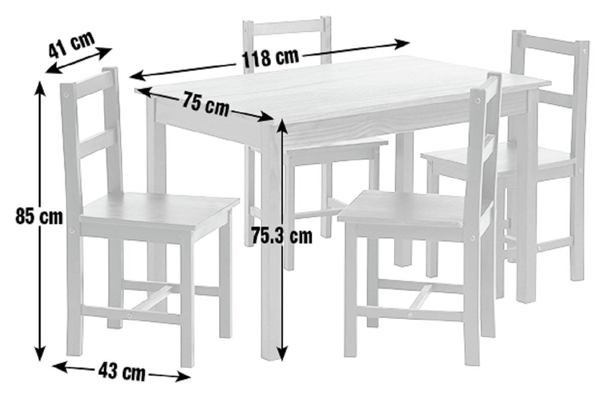 Habitat Home Raye Solid Wood Dining Table & 4 White Chairs | Kitchen ( B Grade )