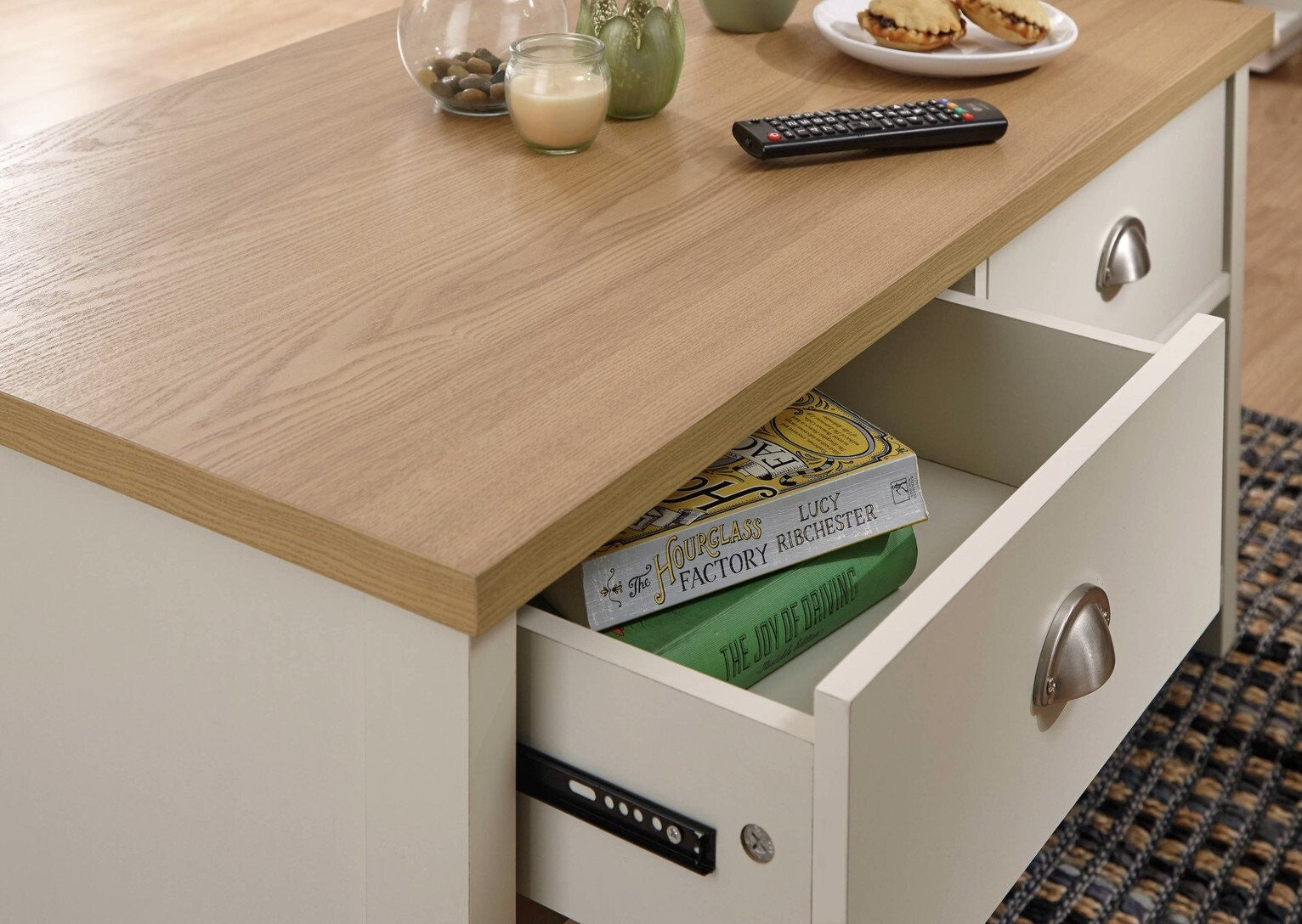 GFW Lancaster 2 Drawer Coffee Table - Cream ( B Grade 38138 )