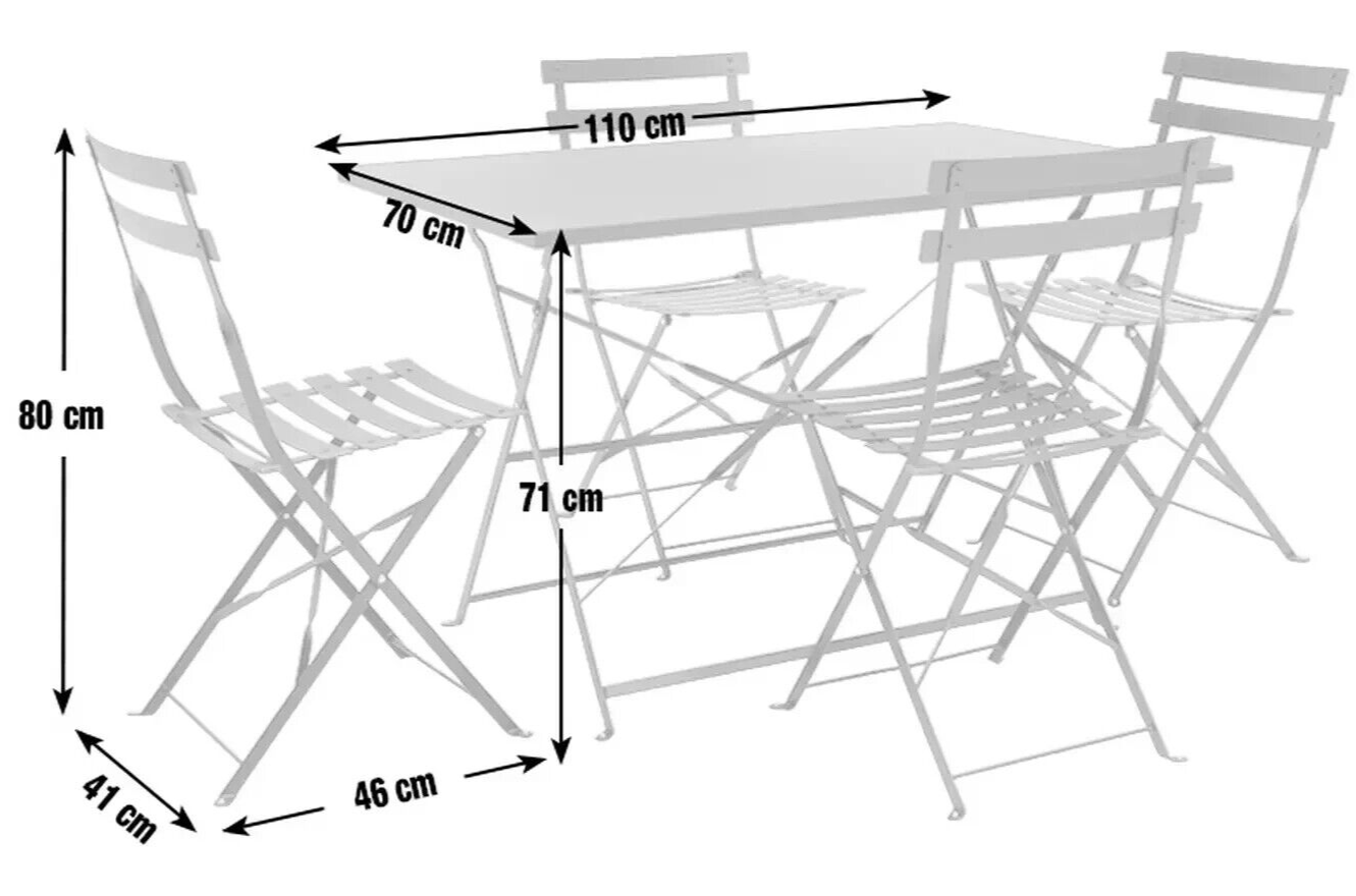 Habitat Eve 4 Seater Folding Metal Patio Set Black | Outdoor Garden Table Chairs