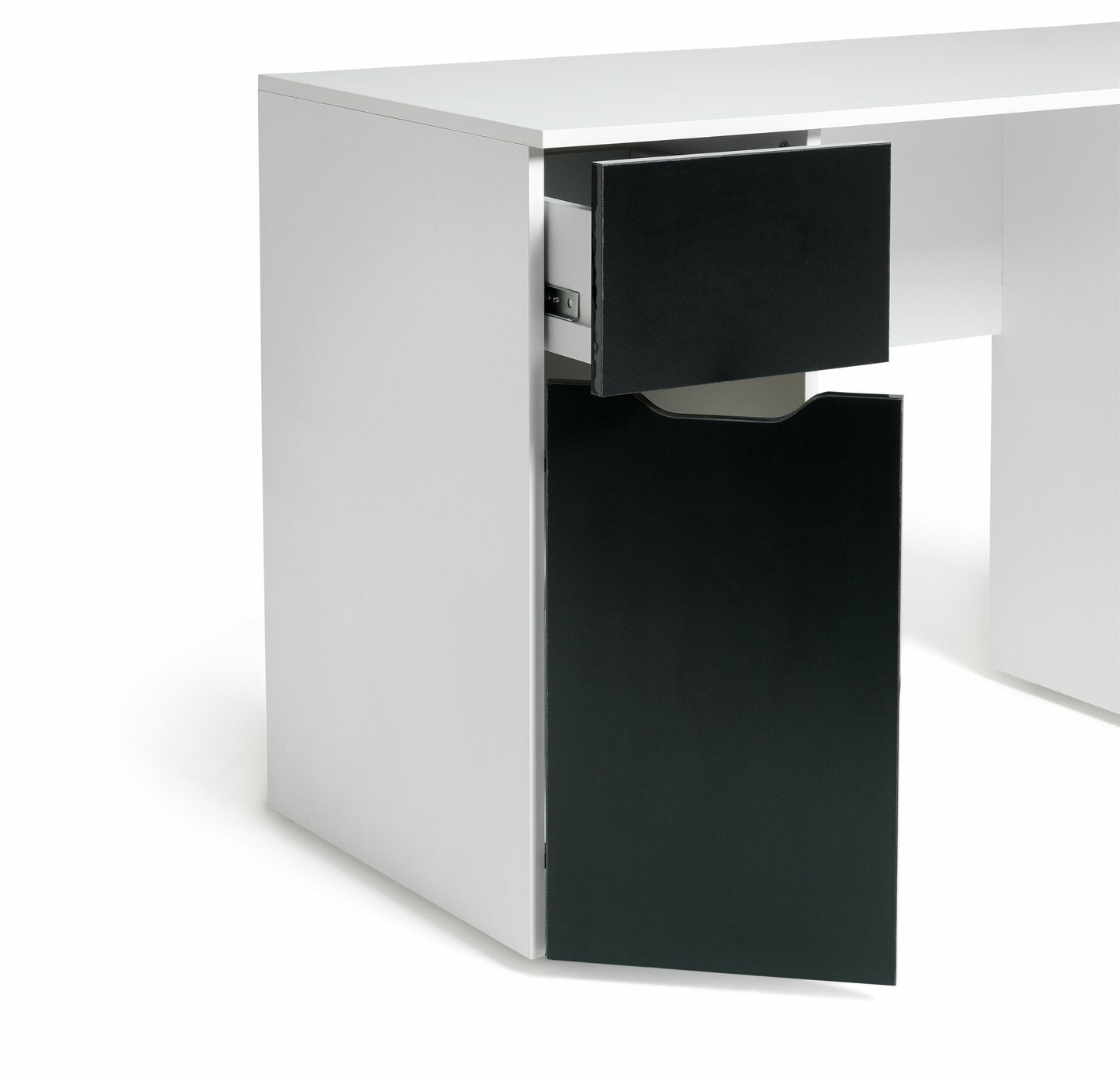 Habitat Pob Double Pedestal Desk - Black | Workstation Storage Drawers Shelves