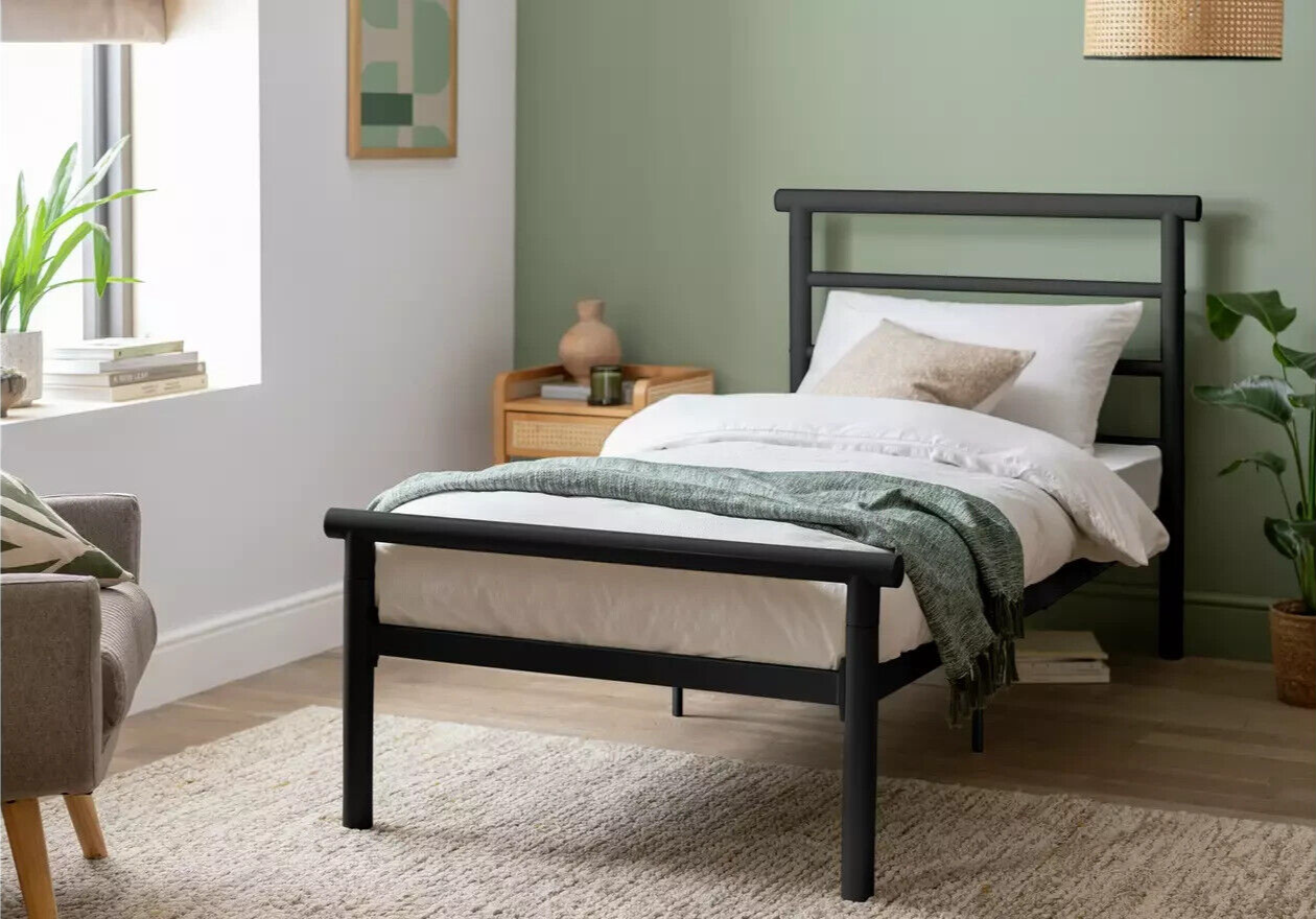 Home Avalon Single Metal Bed Frame Black | Modern Bedroom Furniture Kids Adults