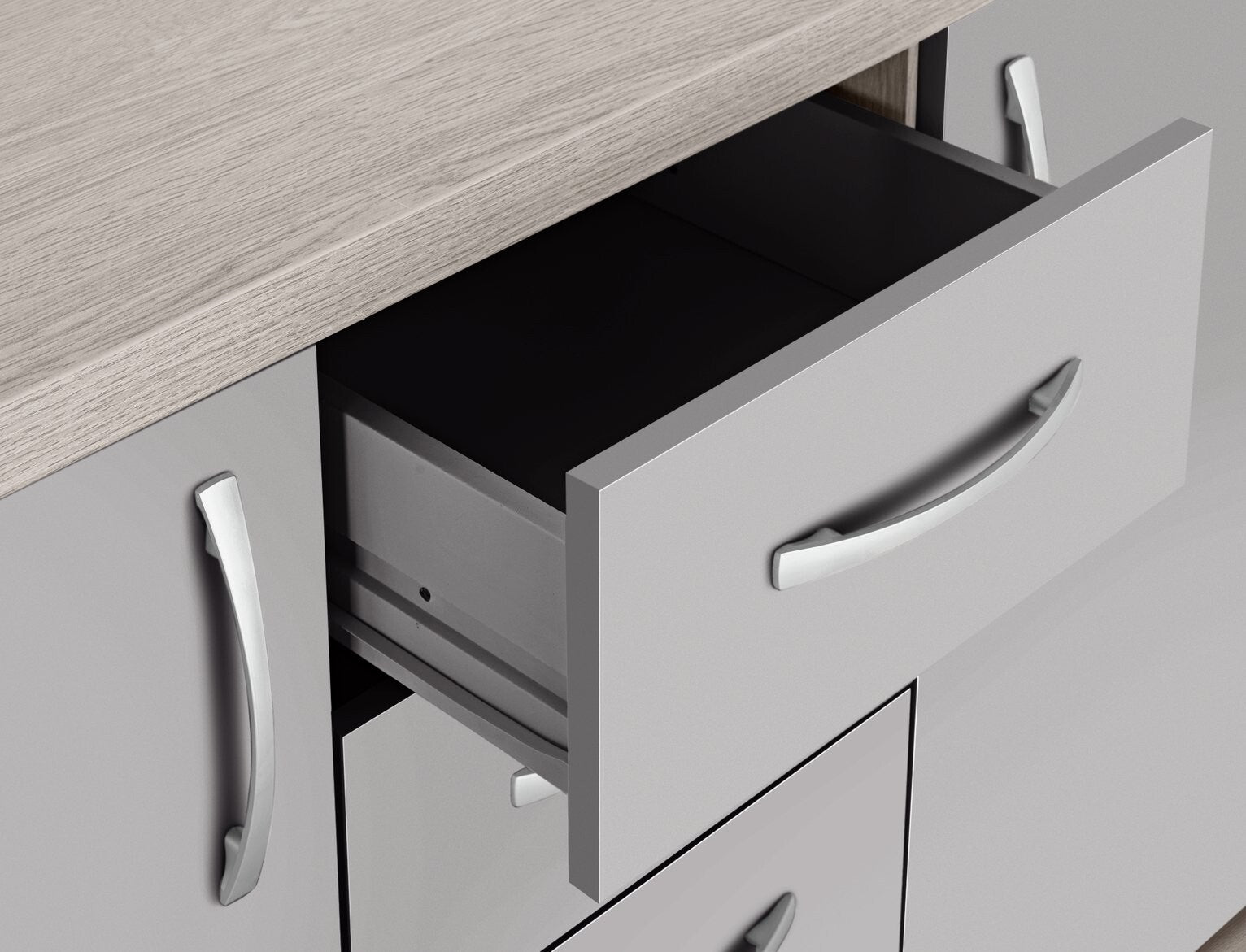 Venice 2 Door 4 Drawer Sideboard - Grey | Living Room Storage Cabinet & Drawers