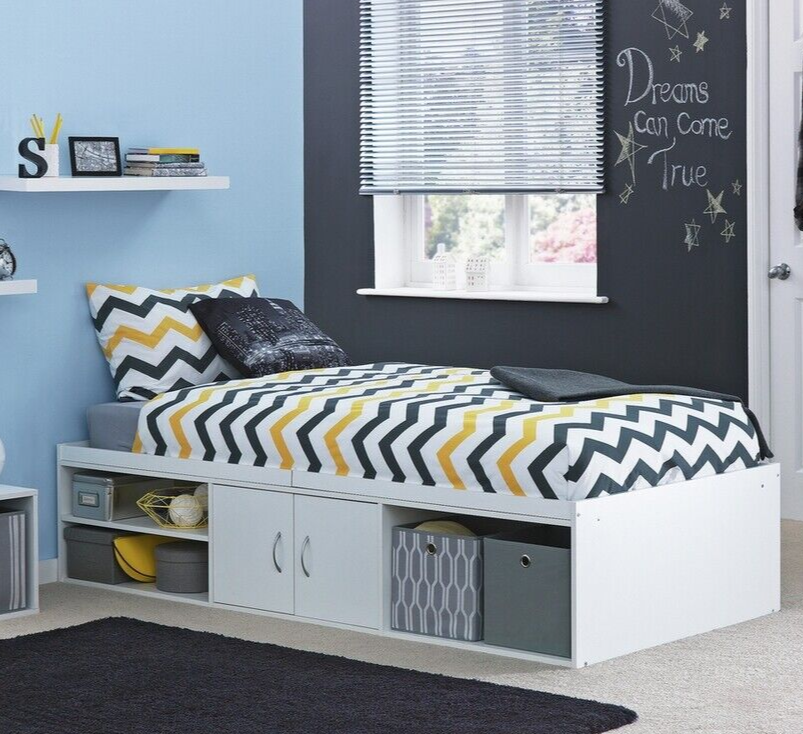 Freddie Cabin Bed Frame - White | Kids Bedroom Furniture with Underbed Storage