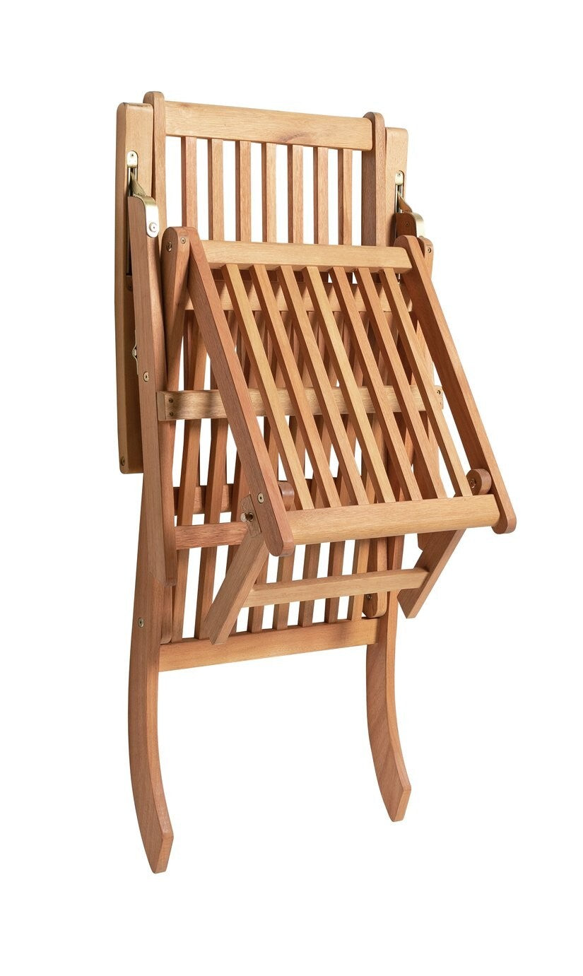 Folding Wooden Sun Lounger - Cream