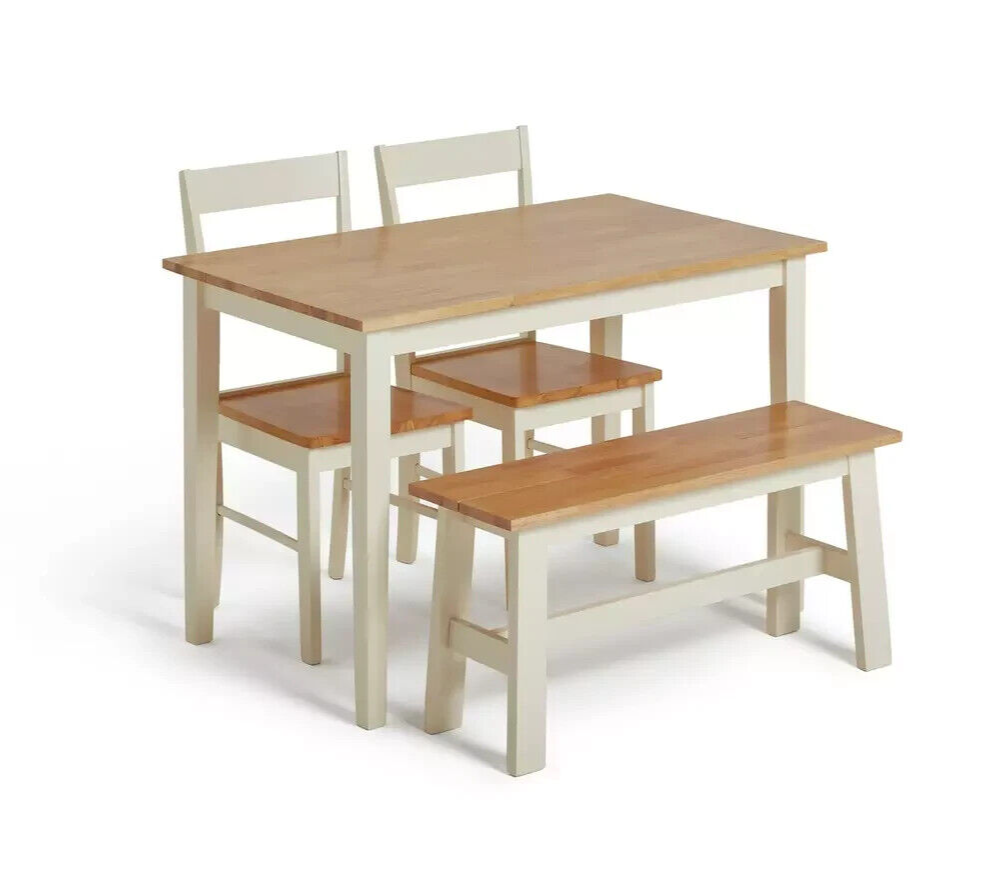 Chicago Solid Wood Table 2 Chairs & Bench