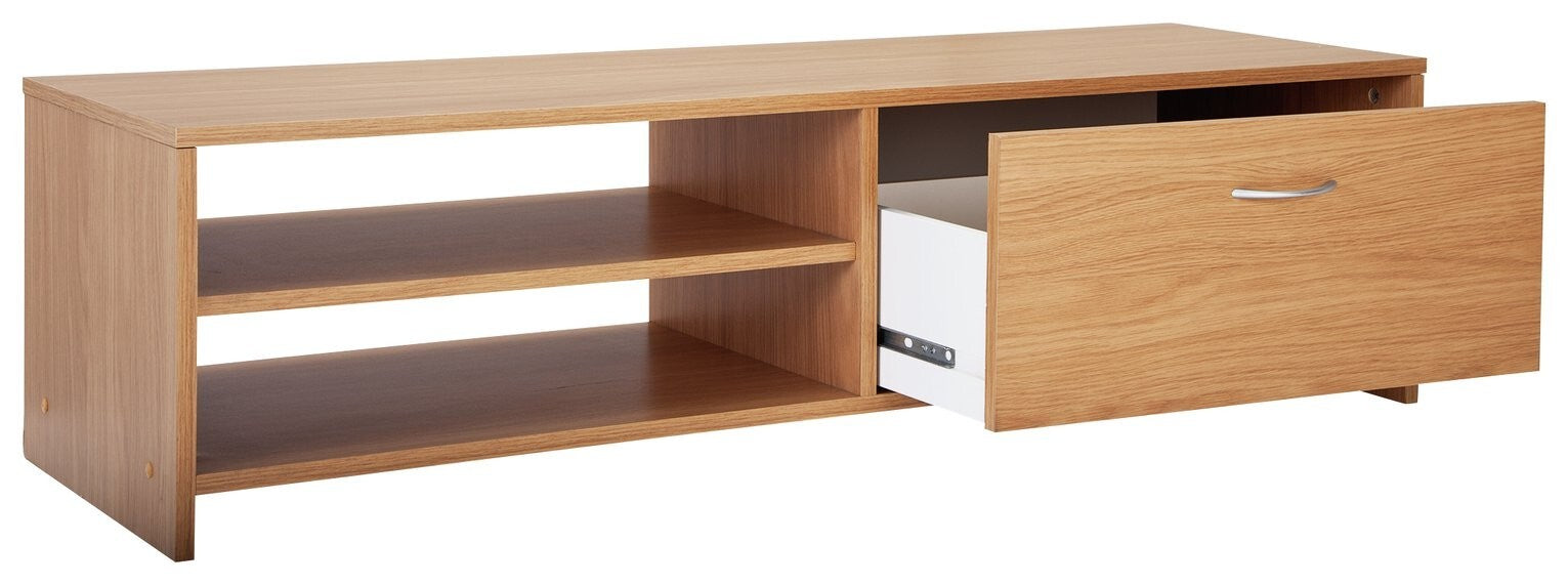 Squares 1 Drawer TV Unit Oak Effect | Compact Media Stand with Storage
