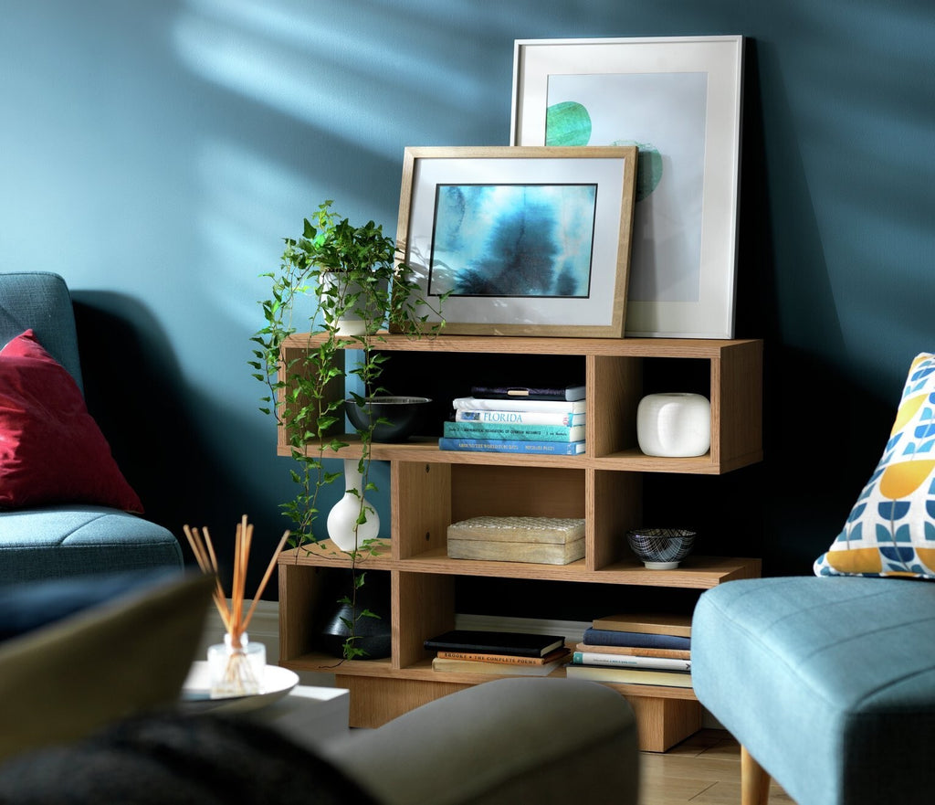 Home Cubes Short Shallow Shelving Unit - Oak Effect