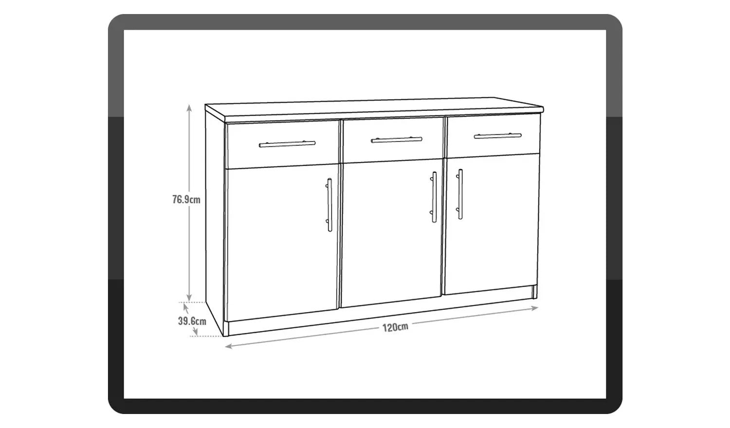 Anderson 3 Door 3 Drawer Sideboard - Black ( B Grade 68181 - 68182 )
