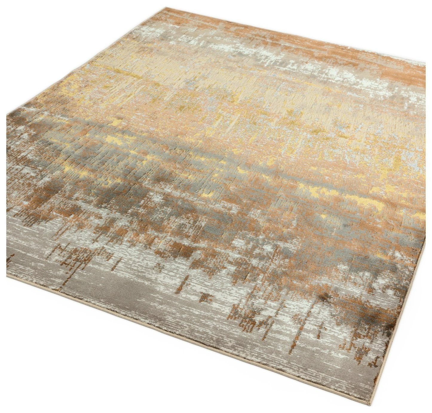 Asiatic Aurora Shiny Abstract Gold Cut Pile Rug - 230x160cm | Modern rug
