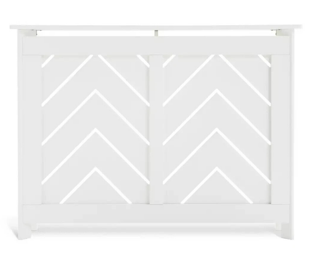 Habitat Chevron Small Radiator Cover - White | Stylish Heater Cover for Modern