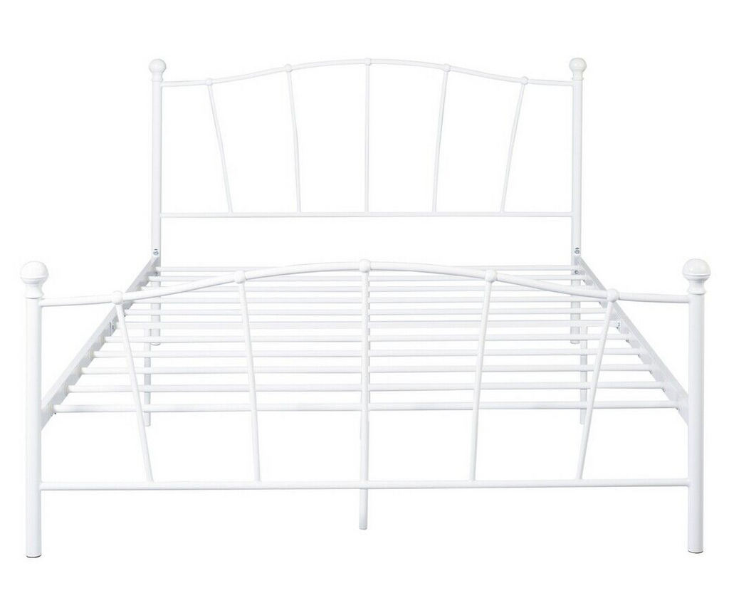 Home Fleur Kingsize Metal Bed Frame - White | Sturdy Durable Mattress Support