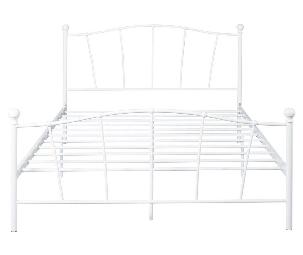 Home Fleur Kingsize Metal Bed Frame - White | Sturdy Durable Mattress Support