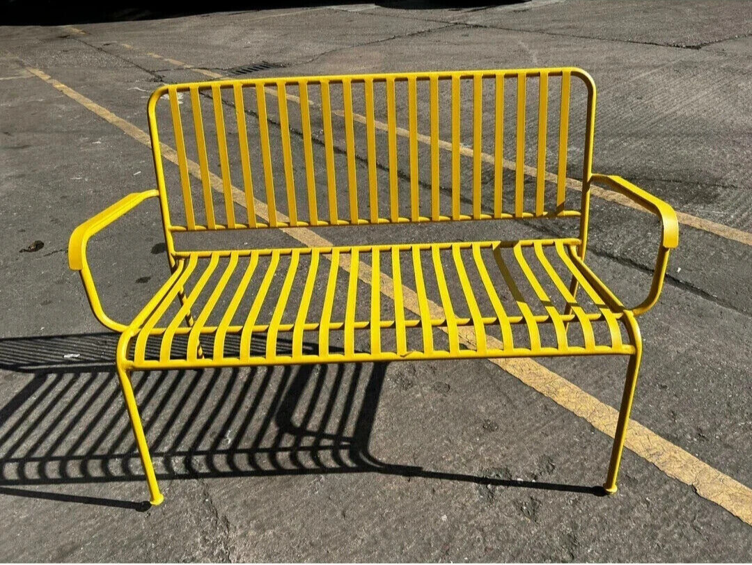 Habitat Indu 3 Seater Metal Garden Bench Outdoor - Yellow