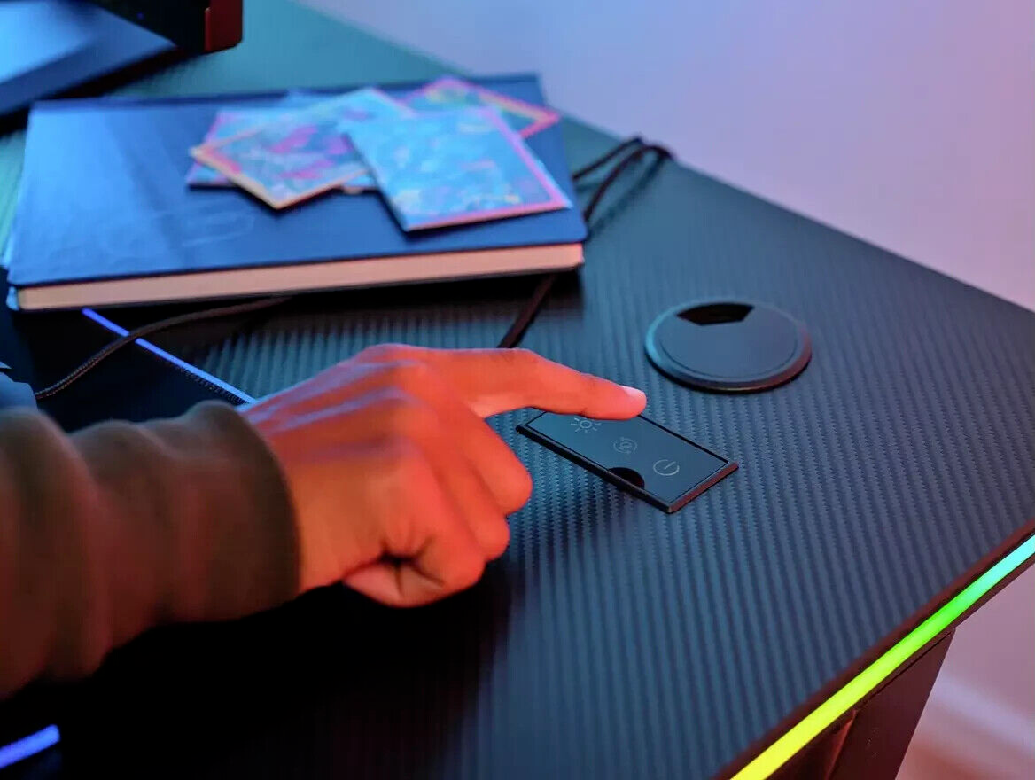 Trust GXT709 Luminus RGB Gaming Desk Black | LED Furniture for Entertainment