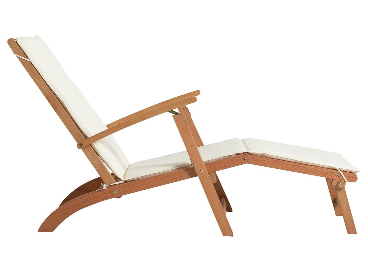 Folding Wooden Sun Lounger - Cream