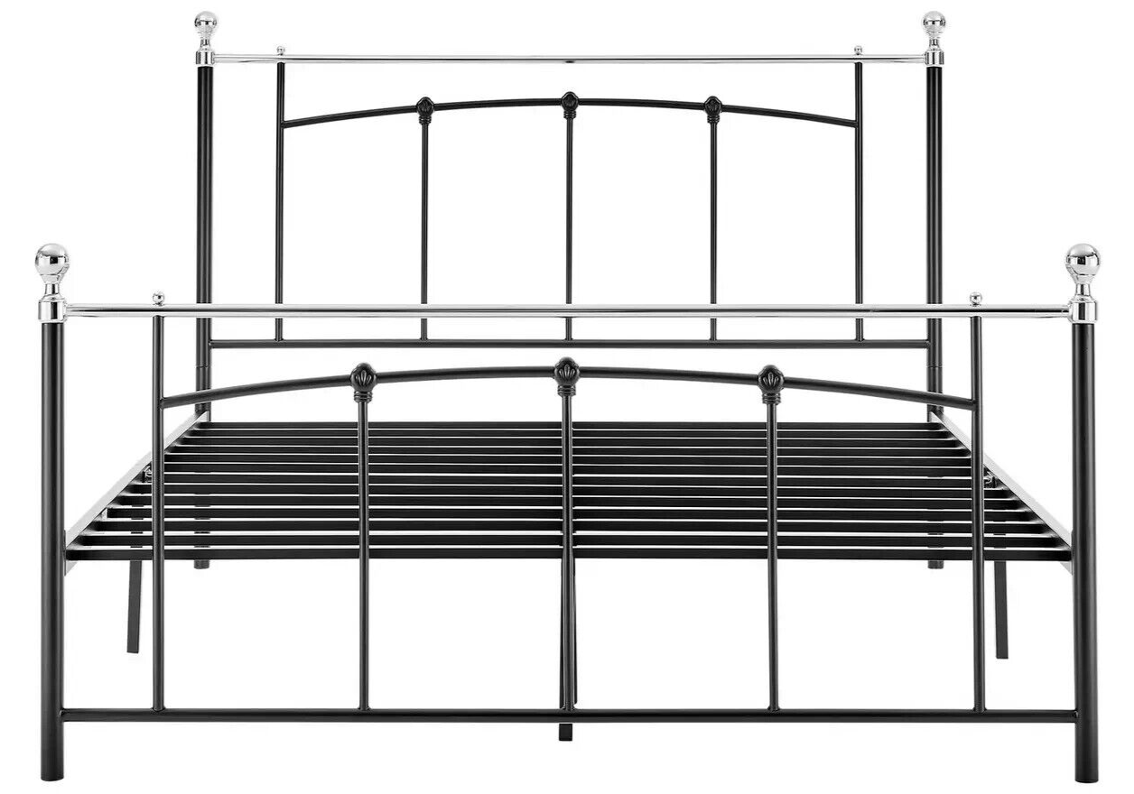 Home Yani Kingsize Metal Bed Frame Black | Sturdy Durable Mattress Support Base