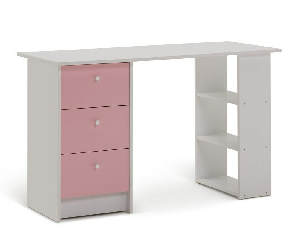 Kids Malibu 3 Drawers Desk - Pink & White